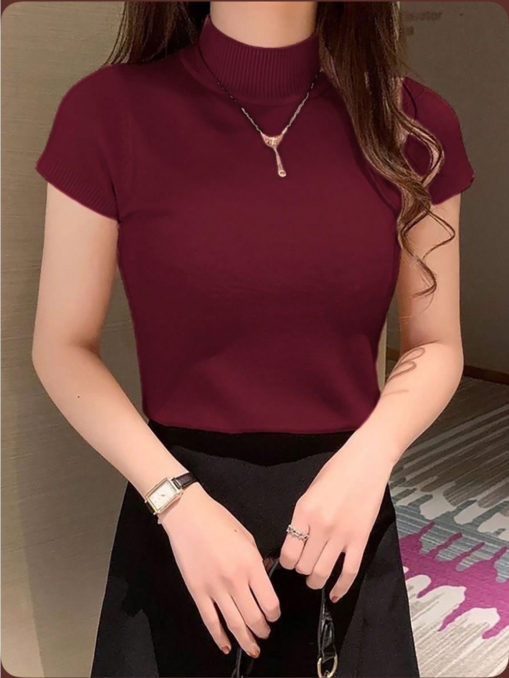 Talbots Ribbed Top in Burgundy